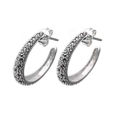 Marcasite Pave-Style Full Hoop Earring