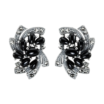 Multi-Stone & Marcasite Pave Swirl Earring