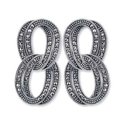 Marcasite Interlocking Double Loop Dangle Earring
