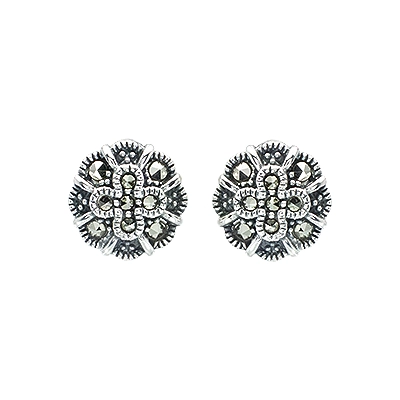 Marcasite Round Shaped & Cross Shaped Stud Earring