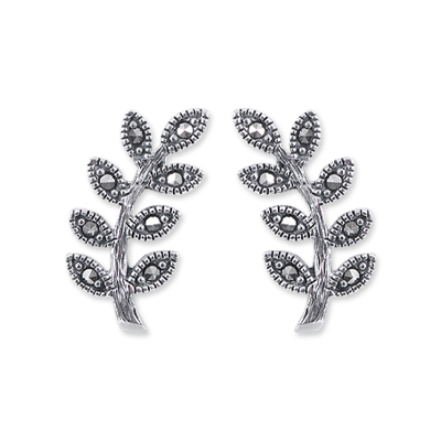 Favourite Marcasite Leaf Silver Earring