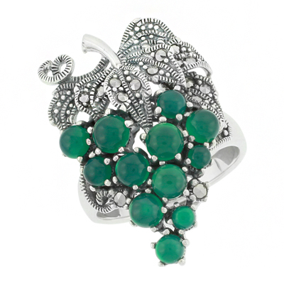 Multi-Stone Agate Grape Statement Marcasite Ring