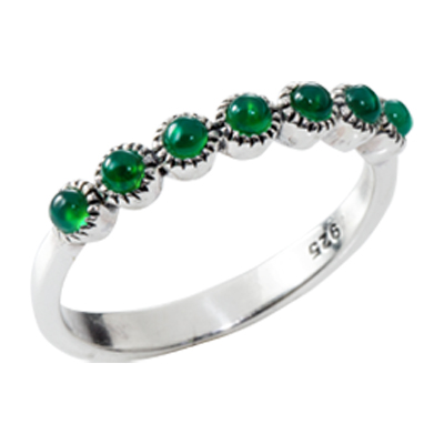 7-Stone Agate Milgrain Bezel Sterling Silver Ring