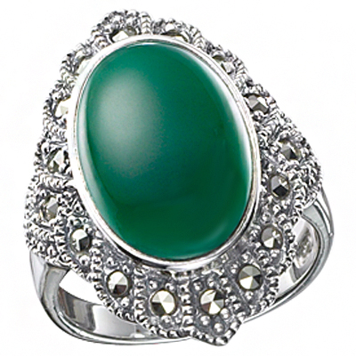 Large Oval Stone with Marcasite Accent Ring