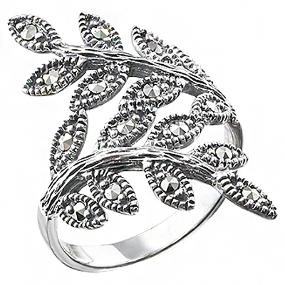 Favourite Marcasite Leaf Bypass Ring