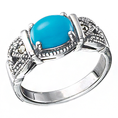 Oval Turquoise with Bow Openwork Cluster Ring