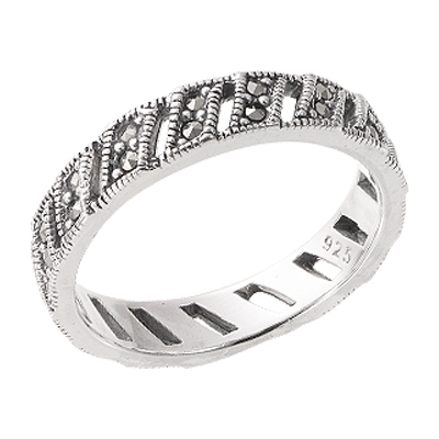 Marcasite Diagonal Stripe Eternity Band