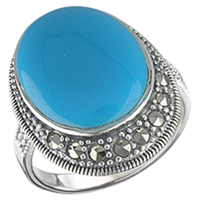 Marcasite Pointy Bypass Ring with Turquoise