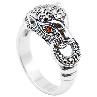 3D Panther Ring with Loop Marcasite Ring