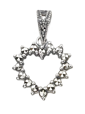 Marcasite Openwork Heart Shape Pendant