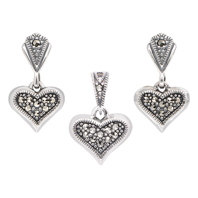 Marcasite Jewelry Set-E1558-MAC-PIN