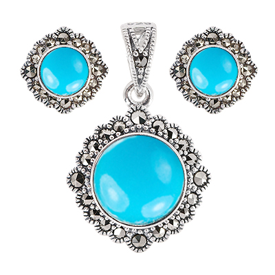 Marcasite Jewelry Set-E1586-ONX-PIN