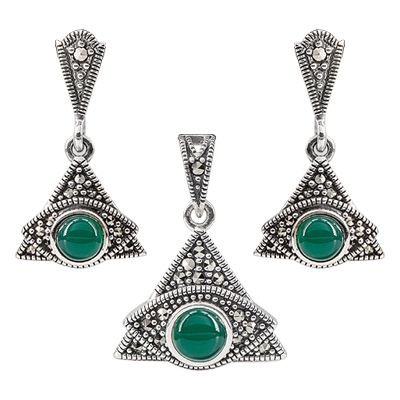 Marcasite Jewelry Set-E1587-ONX-PIN