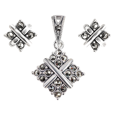 Marcasite Jewelry Set-E1588-MAC-PIN