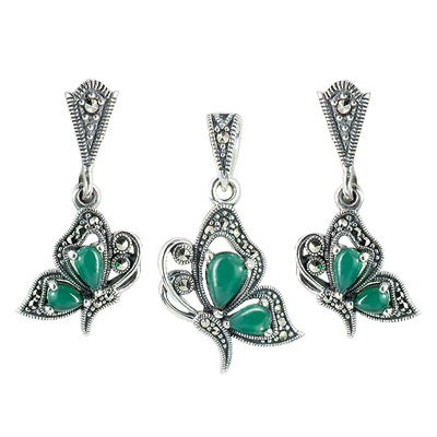 Marcasite Jewelry Set-E1615-ONX-PIN