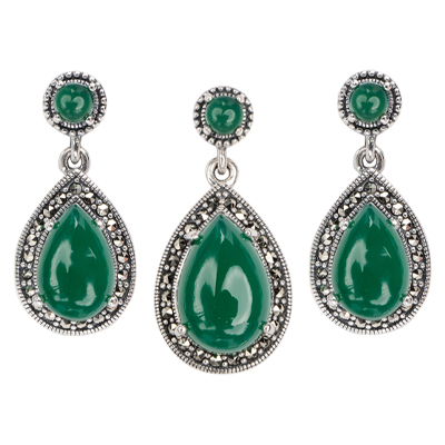 Marcasite Jewelry Set-E1647-ONX-PIN