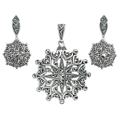 Marcasite Jewelry Set-E1655-MAC-PIN