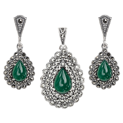 Marcasite Jewelry Set-E1656-ONX-PIN