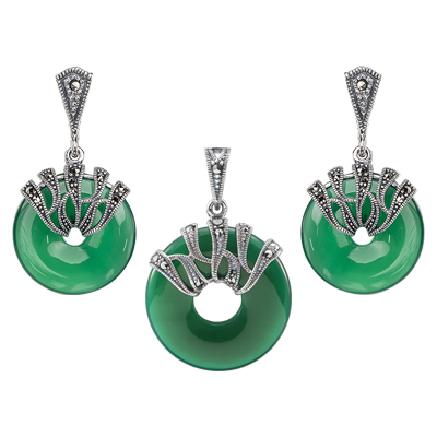 Marcasite Jewelry Set-E1657-ONX-PIN