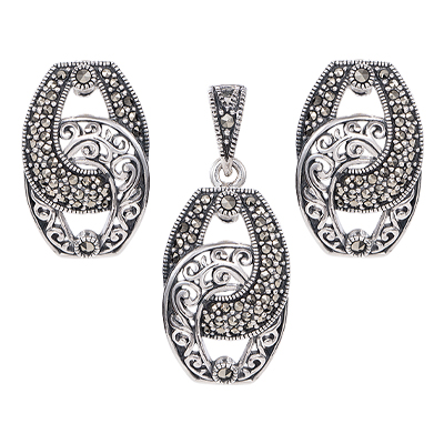 Marcasite Jewelry Set-E1687-MAC-PIN
