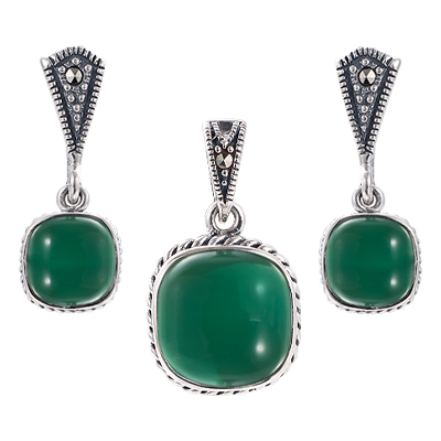 Marcasite Jewelry Set-E1700-ONX-PIN