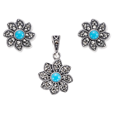 Marcasite Jewelry Set-E1736-ONX-PIN