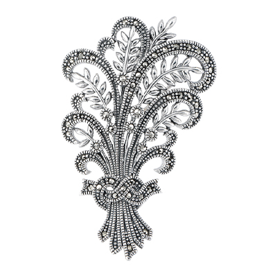 Victorian Floral Spray Marcasite Brooch