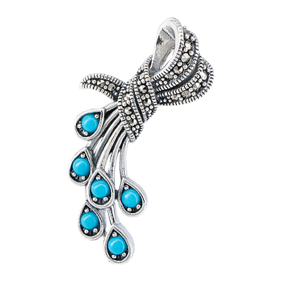 Pear Shaped Spray with Marcasite Bow Brooch