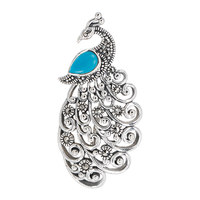 Majestic Peacock Marcasite Brooch