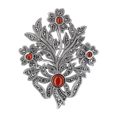 Vintage Bloom Cluster Marcasite Brooch