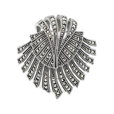 Art Deco Fan-Inspired Marcasite Brooch