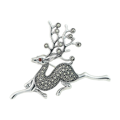 Marcasite Forest Deer Brooch