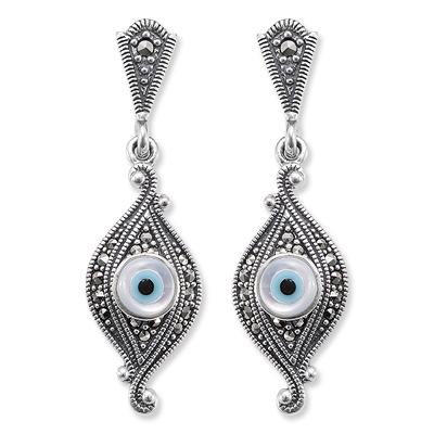 Marcasite Evil Eye Dangle Earring