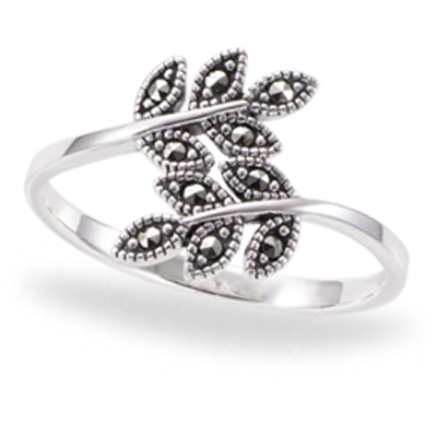 Leaf Whisper Marcasite Ring