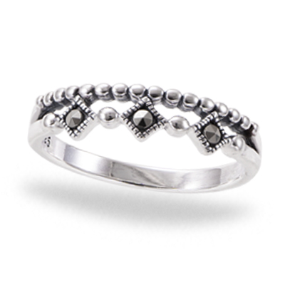 Delicate Crown-Inspired Marcasite Ring