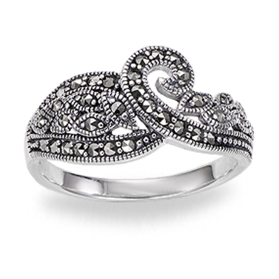 Mystic Curve Vintage Silver with Marcasite Ring