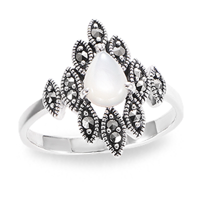 Celestial Crown Pearl & Marcasite Ring