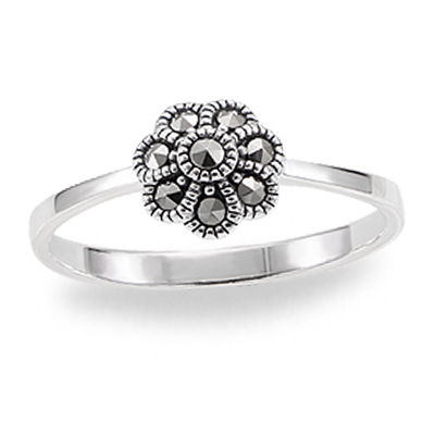 Classic Daisy Cluster in Sterling Silver and Marcasite Ring
