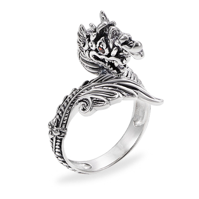 Imperial Dragon Power Ring with Intricate Silverwork