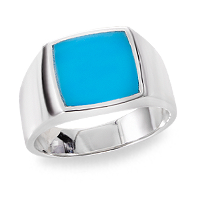 Modern Square Turquoise Ring in Solid Sterling Silver