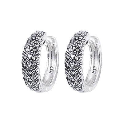 Marcasite Huggie Hoop Earring