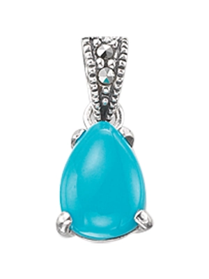 Classic Turquoise Pear Marcasite Pendant