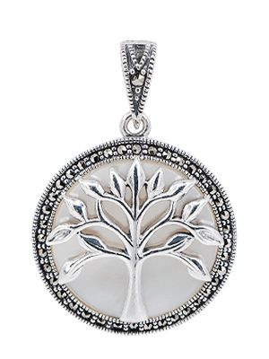 Tree of Life Mother of Pearl Marcasite Pendant