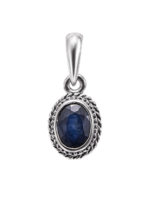 Blue Sapphire Oval Marcasite Pendant